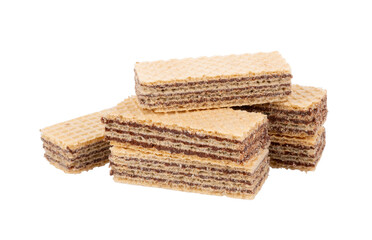 wafers with chocolate isolated on white background
