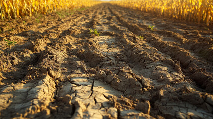 Naklejka premium Agriculture crops grow in dry fields. climate change.