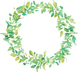 水彩画。水彩タッチのユーカリのベクターイラスト。水彩で描いた葉っぱの装飾フレーム。Watercolor painting. Vector illustration of eucalyptus with watercolor touch. Decorative frame with leaves painted in watercolor.