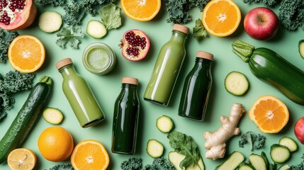 Healthy Green Smoothies and Fresh Fruits