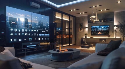 Modern Living Room with Home Theater Setup