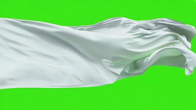 Green screen loop silky white fabric gently waving wind providing soft abstract background ideal creative projects