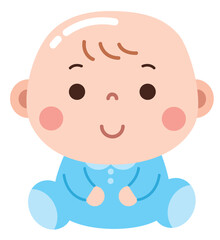 Cute Sitting Baby in Blue Onesie Illustration