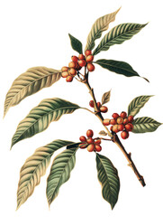  illustration of a coffee plant isolated on a transparent background