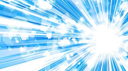 Abstract blue burst of light radiating from the center, creating a dynamic and energetic background