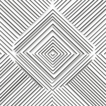 White geometric pattern: nested squares and parallel lines