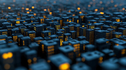 Obraz premium Night View of a Mega City with Glowing Lights and Birds Flying Above the Skyline