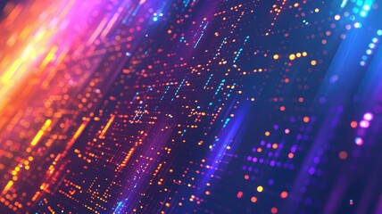 Fototapeta premium An abstract cyberpunk background featuring vibrant hues of blue, purple, and orange. Ideal for digital designs, wallpapers, or creative projects showcasing technology and energy.