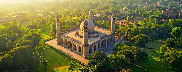 Asif khan tomb stands elegantly amidst lush green vegetation