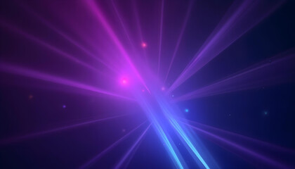 Purple and blue light beams in a dark background