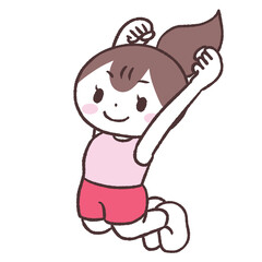 ジャンプする女性全身イラスト