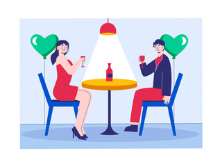 Couple on a date. Modern urban life illustration. Flat vector illustration concept.