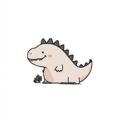 Cute Cartoon Dinosaur Illustration on White Background