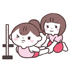 上体そらしする女性ペアイラスト