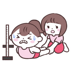 上体そらしを応援する女性ペアイラスト