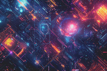 Obraz premium Colorful abstract background featuring various shapes and patterns in vibrant hues and textures