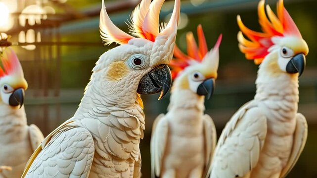 cockatoo bird in breeding farm, in big cage