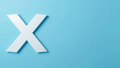 Obraz premium Minimalist White Letter X on Light Blue Background for Design