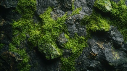 Moss-Covered Rocks with Rich Green Textures &ndash; Abstract background