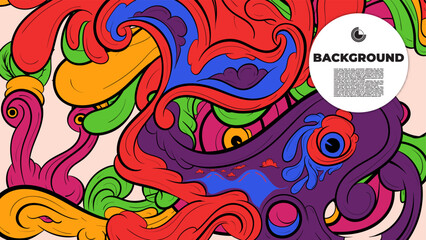 Bright and colorful abstract vector background with unique fractal shapes, perfect for posters, banners, and fabric print projects.