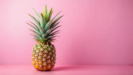 Fresh pineapple fruit on a soft pink background , vibrant, fruit,  vibrant, fruit