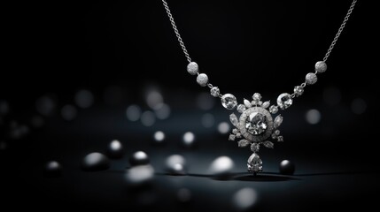 Luxury necklace - elegance, minimal design, simplicity, single backdrop, refined jewelry, exclusive pendant, clear layout, artistic composition, statement piece, premium accessory, modern aesthetic.