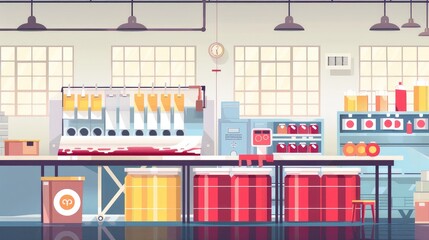 Modern Industrial Factory Interior with Machinery and Storage