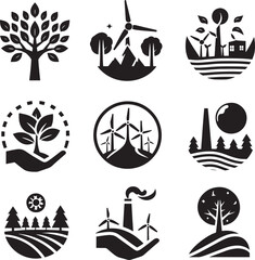 Nine eco-friendly icons.