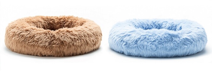 Discover Exceptional Comfort for Your Pets with Our Stylish Fluffy Beds: Nest-Style and Cushioned Designs in Light Brown and Pastel Blue for Ultimate Relaxation!