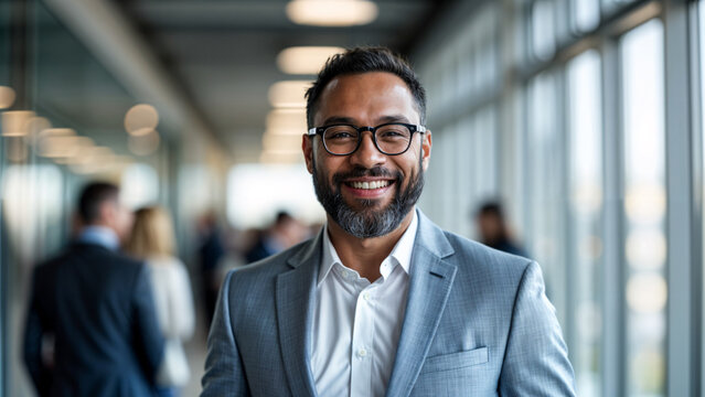 Biracial Male Professional Modern Office Portrait