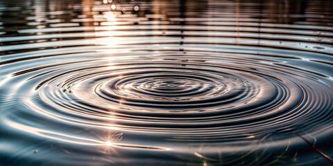 Water Ripple Effect, Tranquil Water Waves with Sunlight Reflection 