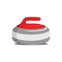 Gray curling stone with a red handle vector illustration