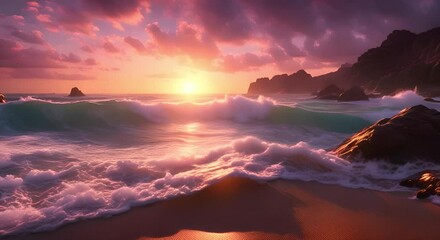 A breathtaking time-lapse of a vibrant sunset sky with colorful clouds painting the horizon in warm and cool tones