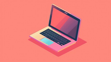 Vibrant Laptop Illustration on Pink Background