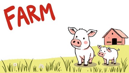 Naklejka premium Hand-drawn graphic style illustration of a cute and whimsical pig, artistic, doodle, farm