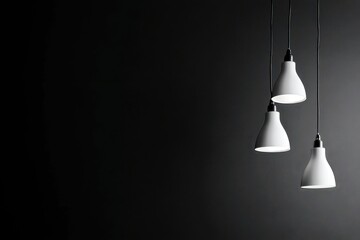 Modern Minimalist Three Hanging Pendant Lights on Dark Background for Elegant Home Interior Design and Contemporary Decor Inspiration