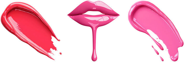 Colorful Lipstick Streaks and Glossy Lips in Pink and Red Shades