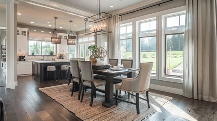 Luxurious Modern Dining and Kitchen Area with Scenic Views
