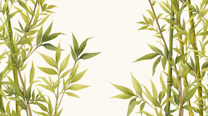 Bamboo watercolor hand-painted decorative elements