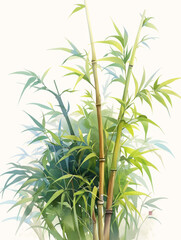 Obraz premium Bamboo watercolor hand-painted decorative elements