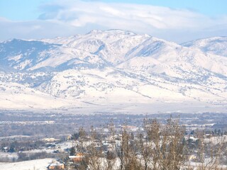 Morning Boulder mountain after snowfall, Colorado