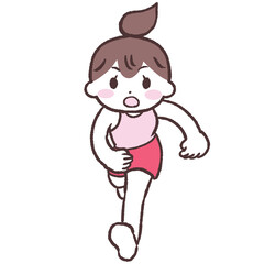 走る女性正面全身イラスト