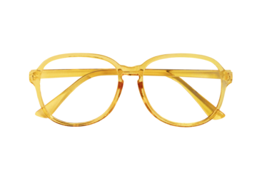 Cutout of isolated yellow frame glasses with the transparent png background