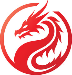 Fototapeta premium Red dragon in a circle.