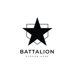 battalion star soldier army logo design vector