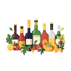 Obraz premium Colorful bottles and fresh fruits create vibrant display of natures bounty