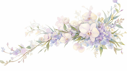 Orchid watercolor hand-painted decorative elements