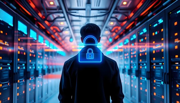 The Heart of Digital Defense: Cybersecurity Technology in a Secure Server Room