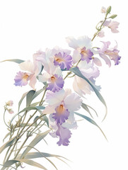 Orchid watercolor hand-painted decorative elements