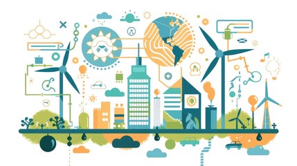 Innovative Renewable Energy Cityscape with Sustainable Elements